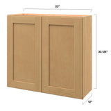 allen + roth Innsbrook 33-in W x 30.125-in H x 12-in D Rye Wall Fully Assembled Cabinet (Flat Panel Shaker Door Style)