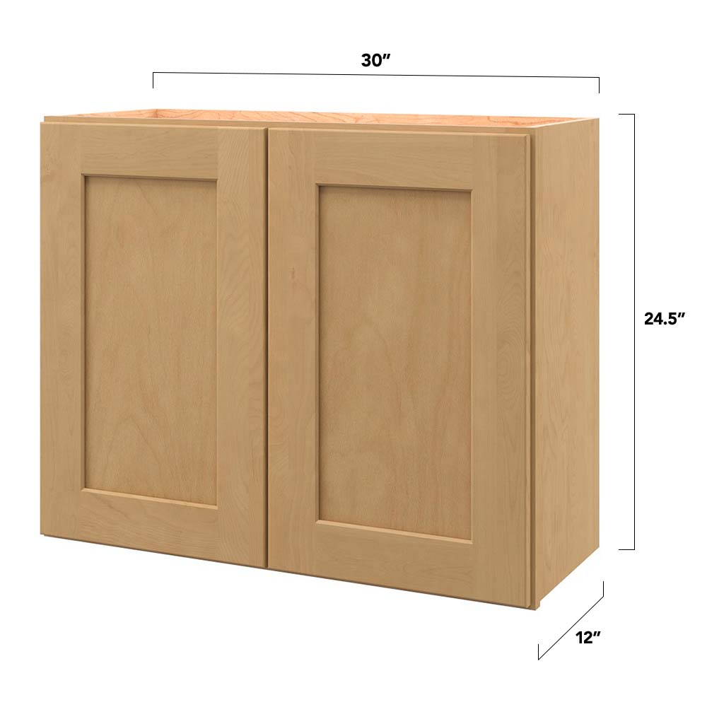 allen + roth Innsbrook 30-in W x 24.5-in H x 12-in D Rye Wall Fully Assembled Cabinet (Flat Panel Shaker Door Style)