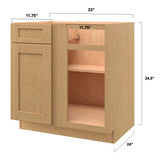 allen + roth Innsbrook 33-in W x 34.5-in H x 24-in D Rye Blind 1-Drawer Base Fully Assembled Cabinet (Flat Panel Shaker Style)