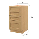 allen + roth Innsbrook 18-in W x 34.5-in H x 24-in D Rye 4-Drawer Base Fully Assembled Cabinet (Flat Panel Style)