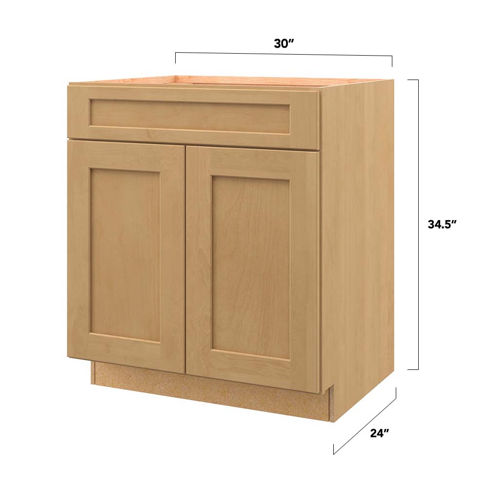 allen + roth Innsbrook 30-in W x 34.5-in H x 24-in D Rye 1-Drawer Base Fully Assembled Cabinet (Flat Panel Shaker Style)