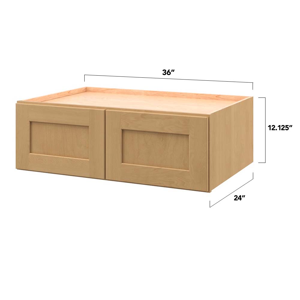 allen + roth Innsbrook 36-in W x 12.125-in H x 24-in D Rye Wall Fully Assembled Cabinet (Flat Panel Shaker Door Style)