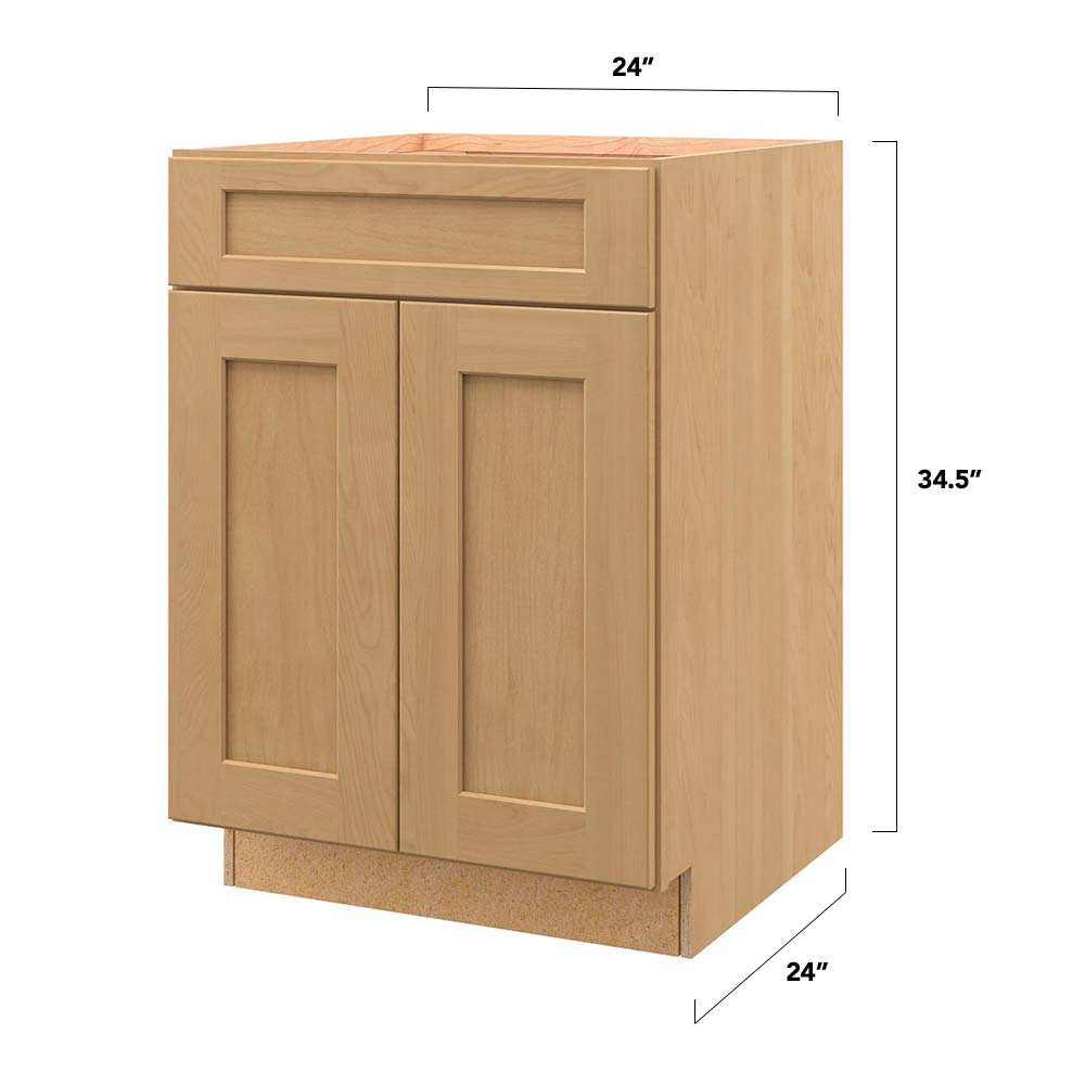 allen + roth Innsbrook 24-in W x 34.5-in H x 24-in D Rye 1-Drawer Base Fully Assembled Cabinet (Flat Panel Shaker Style)
