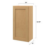 allen + roth Innsbrook 18-in W x 36.125-in H x 12-in D Rye Wall Fully Assembled Cabinet (Flat Panel Shaker Door Style)