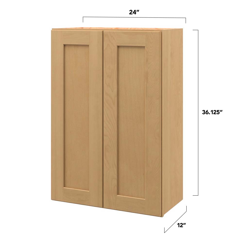 allen + roth Innsbrook 24-in W x 36.125-in H x 12-in D Rye Wall Fully Assembled Cabinet (Flat Panel Shaker Door Style)