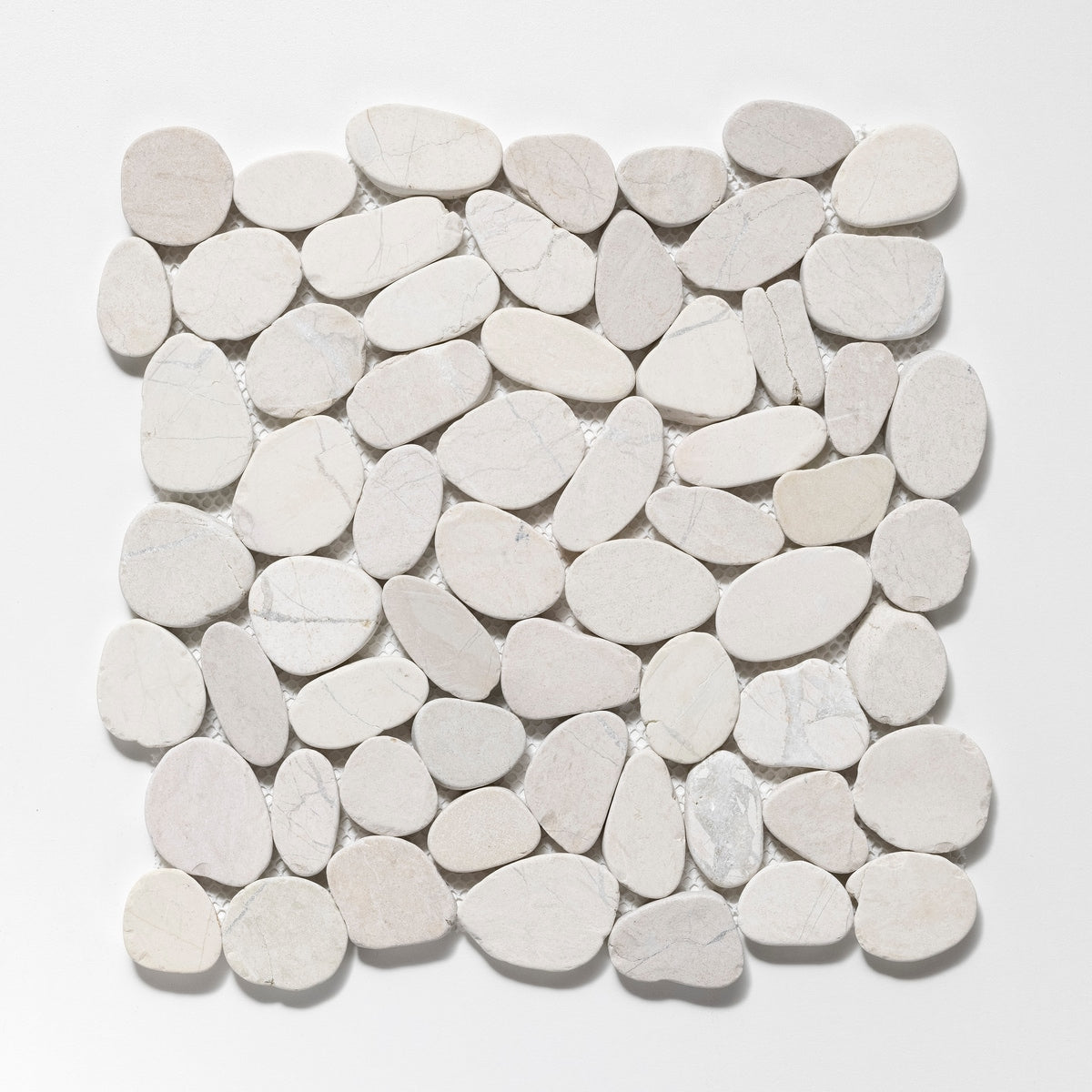 CRUZ BAY STUDIO Sliced Pebble Off White 12-in x 12-in Honed Natural stone Quartz Pebble Mosaic Floor and Wall Tile product image