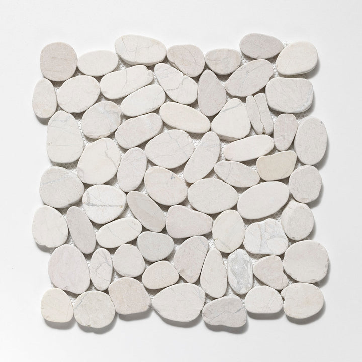 CRUZ BAY STUDIO Sliced Pebble Off White 12-in x 12-in Honed Natural stone Quartz Pebble Mosaic Floor and Wall Tile product image