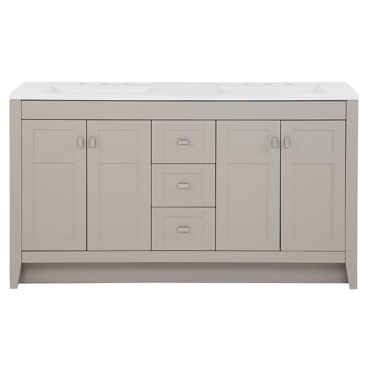 Diamond NOW Brenton 60.25-in Gray Double Sink Bathroom Vanity with White Cultured Marble Top