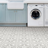 FloorPops Grey and White 2.76-mil x 12-in W x 12-in L Water Resistant Peel and Stick Vinyl Tile Flooring