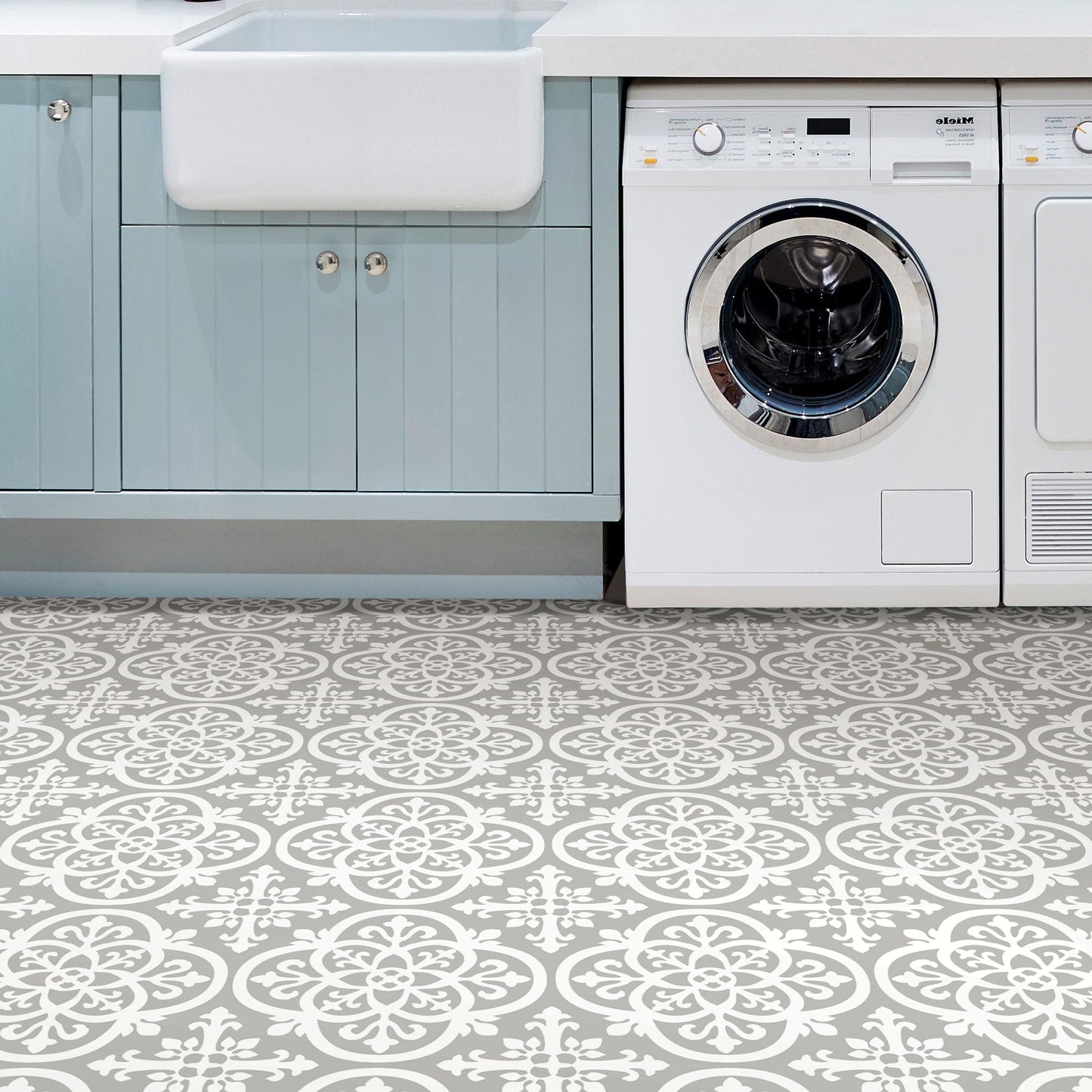 FloorPops Grey 12-in x 12-in Water Resistant Peel and Stick Vinyl Tile Flooring, 20-sq ft Carton