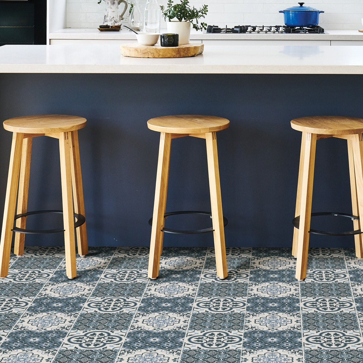 FloorPops 20-Piece 12-in x 12-in Blue Peel and Stick Vinyl Tile