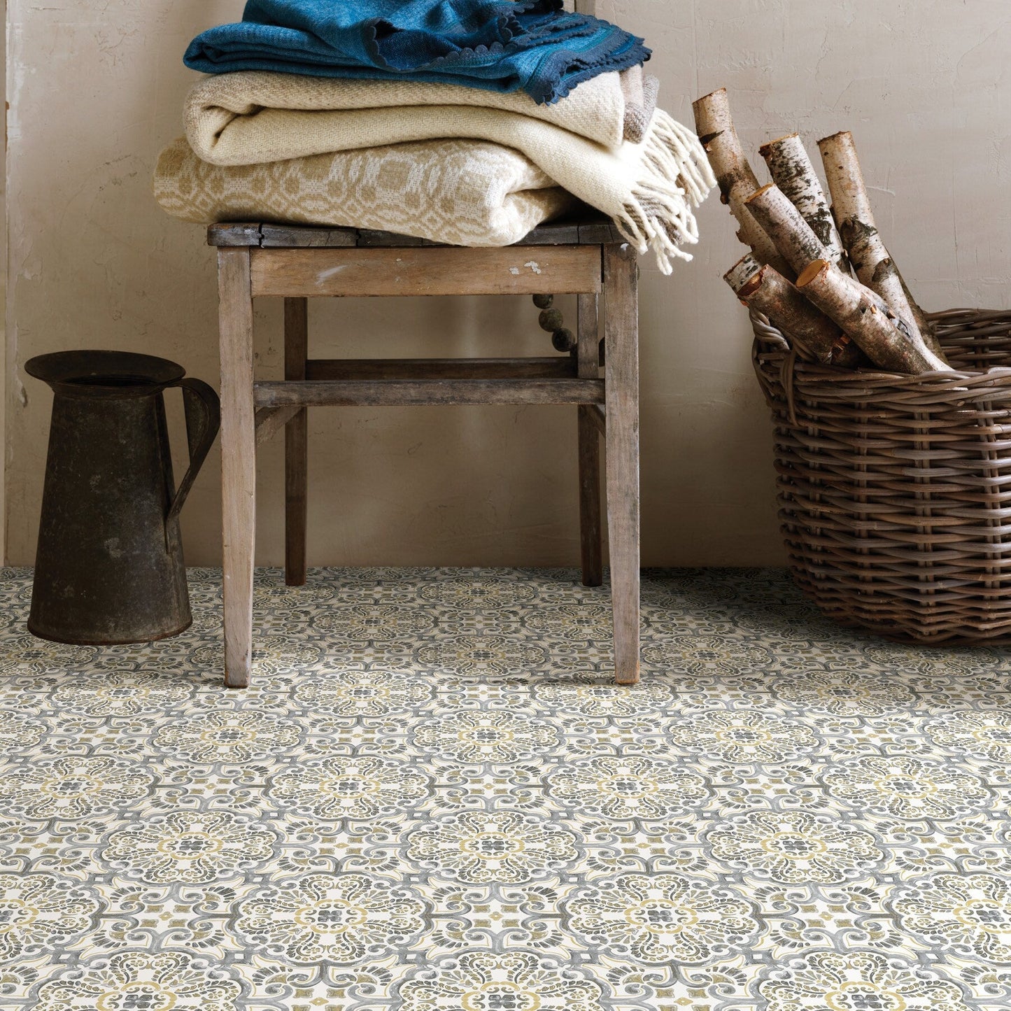 FloorPops Multicolor 12-in x 12-in Water Resistant Peel and Stick Vinyl Tile Flooring, 20-sq ft Carton