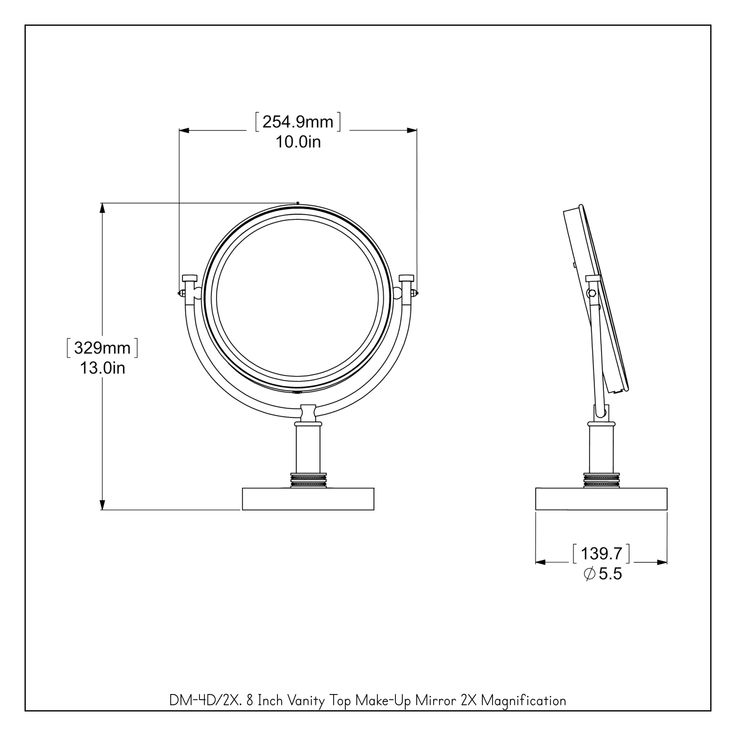 Allied Brass 8-in x 15-in Matte White Double-Sided Magnifying Countertop Vanity Mirror