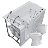 Nova Heated 52.8 in. Walk-In Whirlpool and Air Bath Tub in White with 1.28 GPF Single Flush Toilet