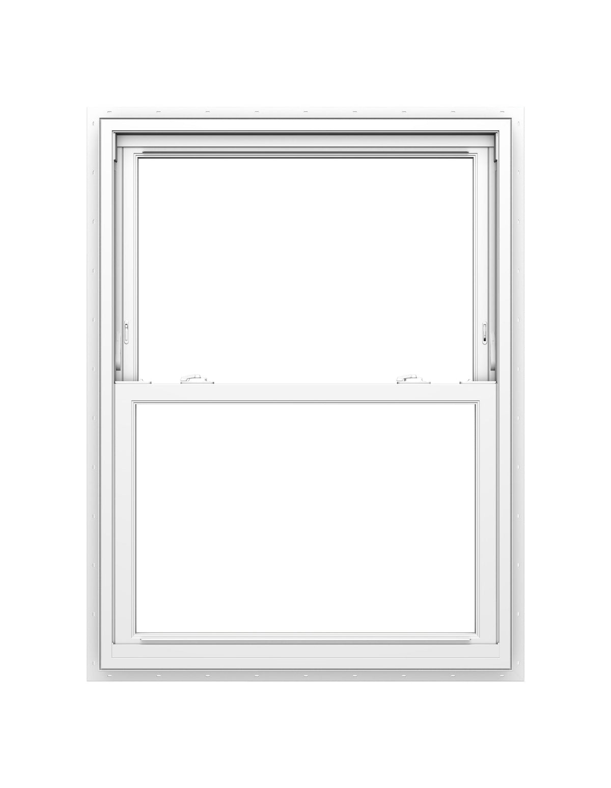 Pella 150 Series New Construction 35-1/2-in x 53-1/2-in White Vinyl Low-E Argon Double-Hung Window with Full Screen