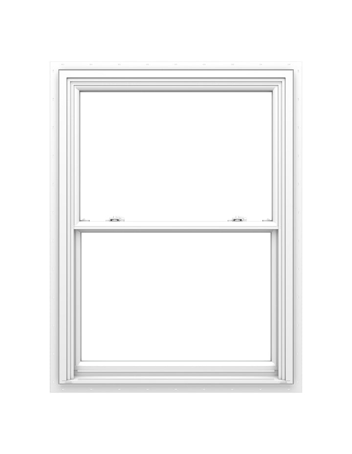 Pella 150 Series New Construction 35-1/2-in x 59-1/2-in White Vinyl Low-E Argon Double Hung Window with Grids, Full Screen Included