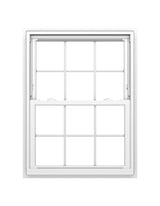 Pella 150 Series New Construction 31-1/2-in x 53-1/2-in White Vinyl Low‑E Argon Double Hung Window with Grids, Full Screen Included