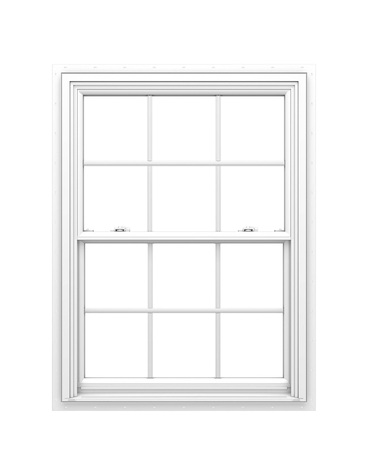 Pella 150 Series New Construction 35-1/2-in x 65-1/2-in White Vinyl Low-E Argon Double Hung Window with Grids, Full Screen Included