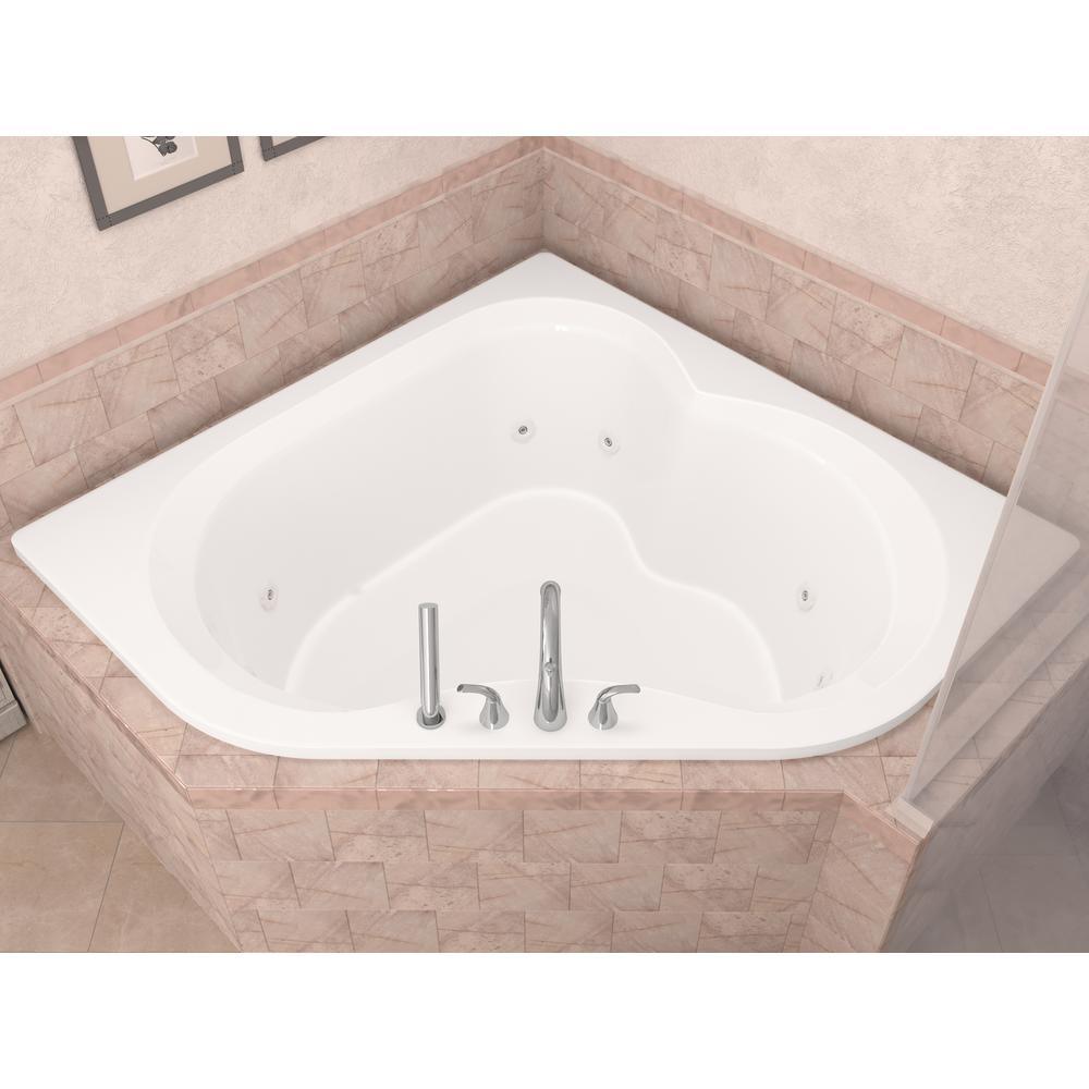 Beryl 5 ft. Acrylic Corner Drop-in Whirlpool Bathtub in White - Super Arbor