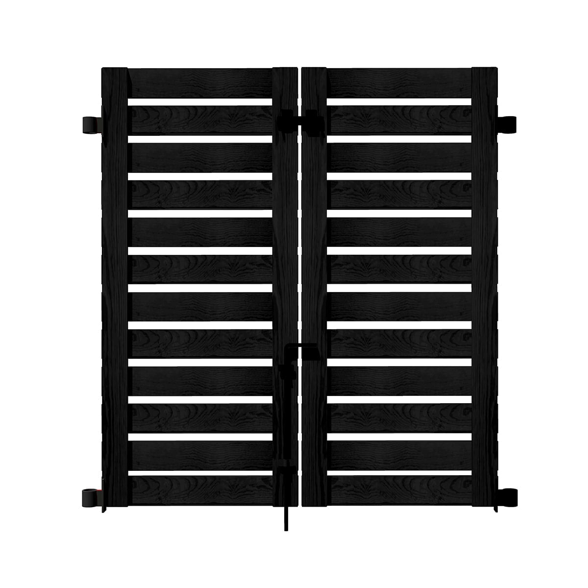 YARDLINK 3.8-ft x 3.5-ft Black Flat-top Board-on-board No Dig Decorative Wood Fence Gate