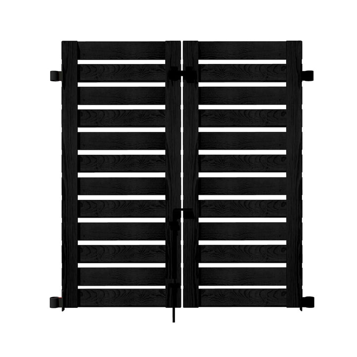 YARDLINK 3.8-ft x 3.5-ft Black Flat-top Board-on-board No Dig Decorative Wood Fence Gate