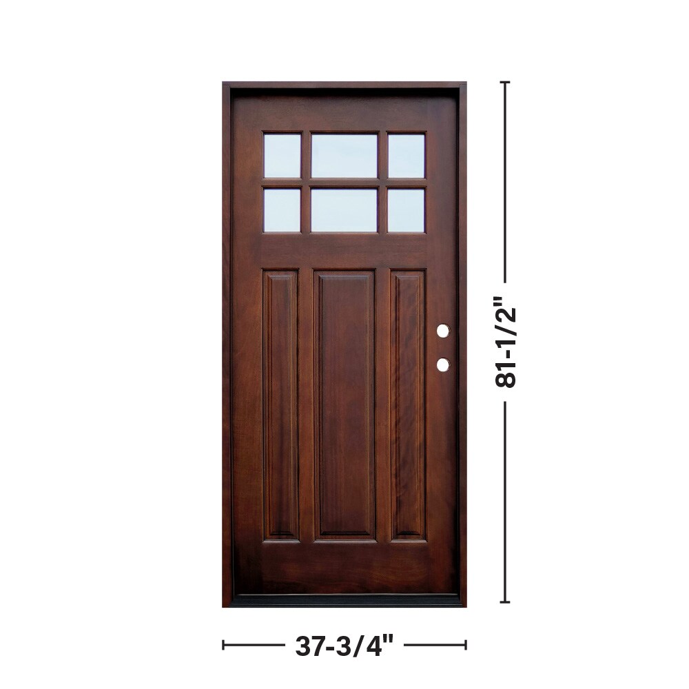 Greatview Doors 36-in x 80-in Mahogany Craftsman Front Door with Clear Glass