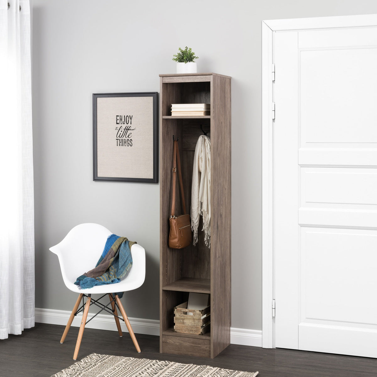 Prepac Entryway Modern 14.75-in Drifted Gray Composite Hall Tree