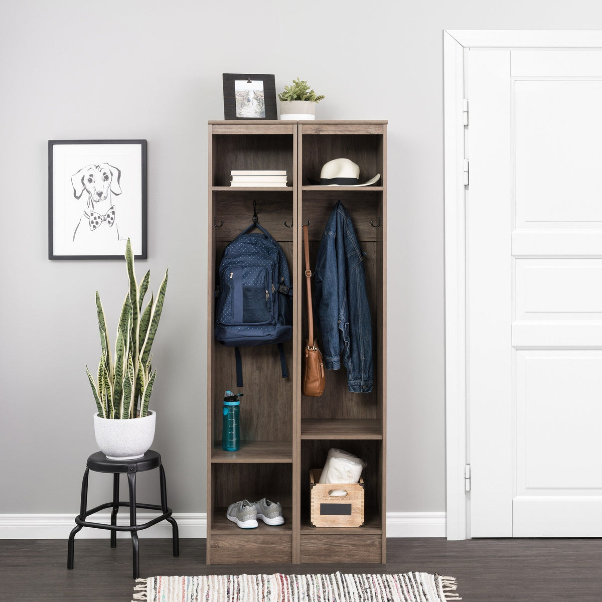Prepac Entryway Modern 14.75-in Drifted Gray Composite Hall Tree