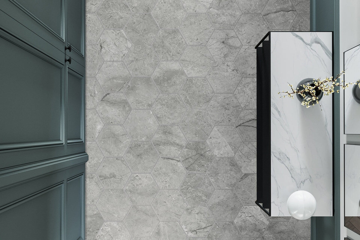 Satori Regent Argento 8-in x 10-in Matte Porcelain Hexagon Floor and Wall Tile (0.44-sq. ft/ Piece)