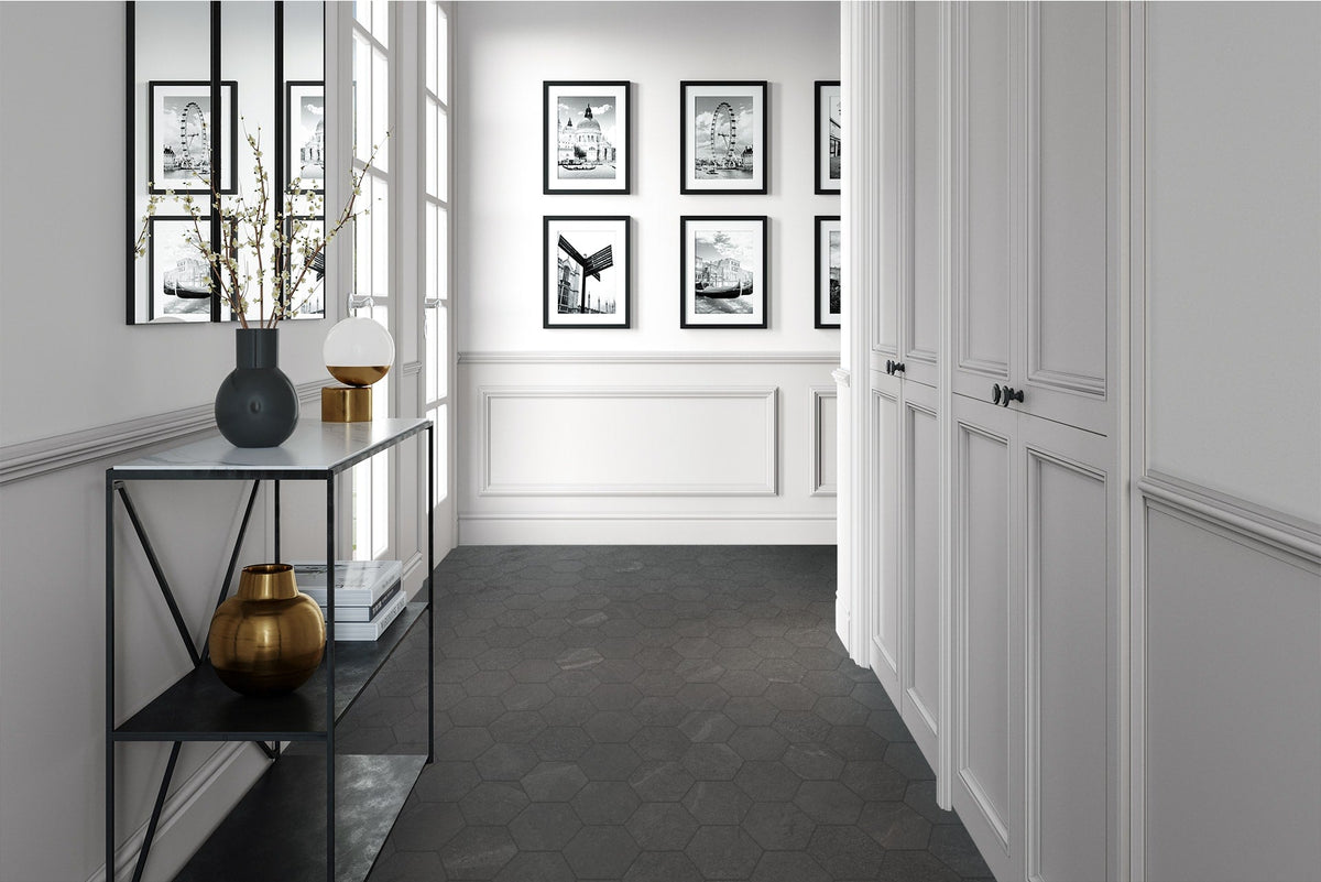 Satori Gios Graphite Hexagon 8-in x 10-in Matte Porcelain Floor and Wall Tile (0.44-sq ft per Piece)
