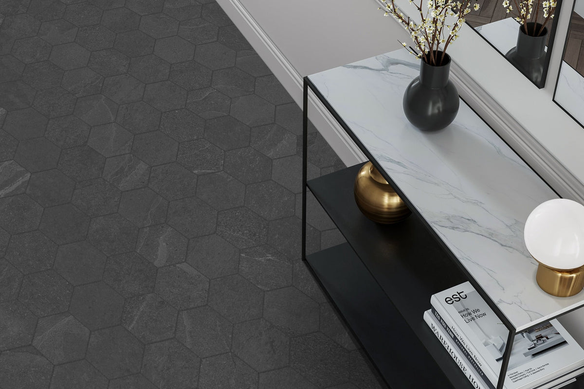 Satori Gios Graphite Hexagon 8-in x 10-in Matte Porcelain Floor and Wall Tile (0.44-sq ft per Piece)
