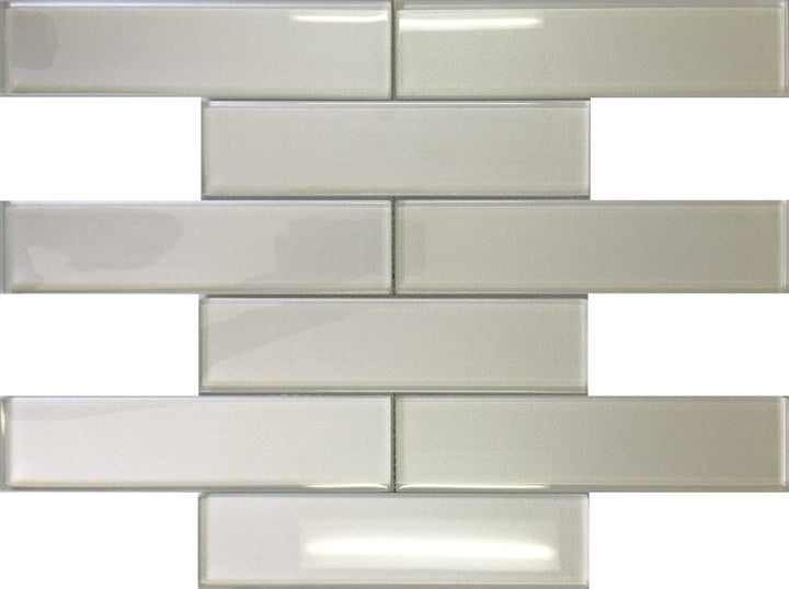 Apollo Tile (Sample) White 2-in x 8-in Glossy Glass Brick Subway Floor and Wall Tile