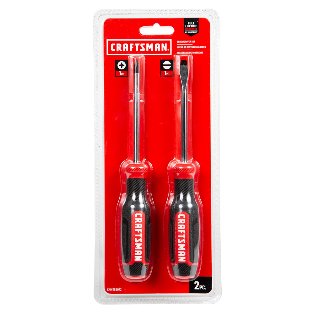 CRAFTSMAN 2-Piece Bi-Material Handle Screwdriver Set, 4-in Shafts (PH#2 & SL 1/4")