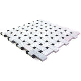 Apollo Tile White, Black 12-in x 12-in Polished Natural Stone Marble Basketweave Wall Tile (5-sq. ft/ Carton)