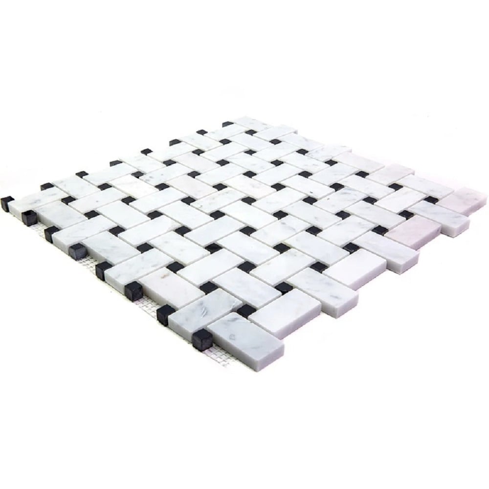 Apollo Tile (Sample) White and Black 4-in x 4-in Polished Marble Floor and Wall Tile