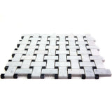 Apollo Tile White, Black 12-in x 12-in Polished Natural Stone Marble Basketweave Wall Tile (5-sq. ft/ Carton)