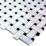 Apollo Tile White, Black 12-in x 12-in Polished Natural Stone Marble Basketweave Wall Tile (5-sq. ft/ Carton)