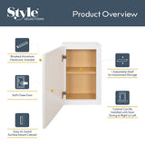 Style Selections Acadia 12-in x 20-in x 6.93-in White Soft Close Bathroom Wall Cabinet