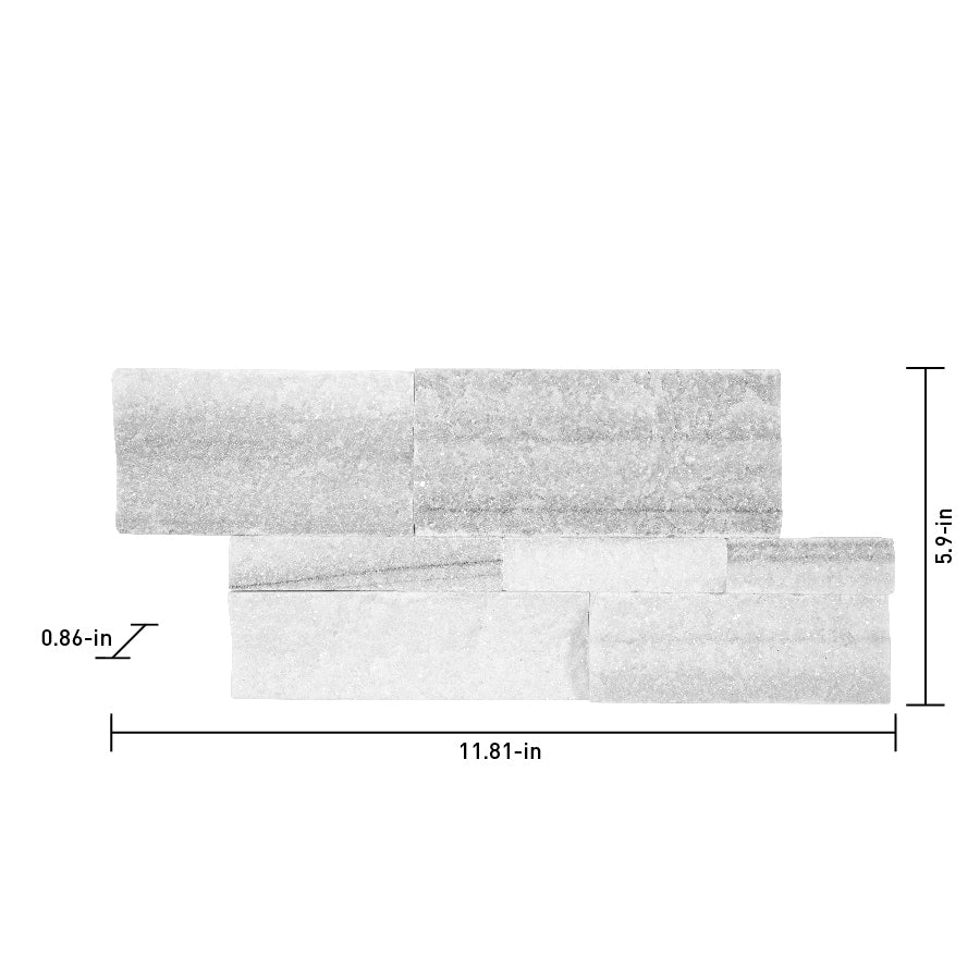 Satori Summit Ice Ledgestone 6-in x 12-in Natural Stone Marble Look Wall Tile (0.48-sq. ft/ Piece)