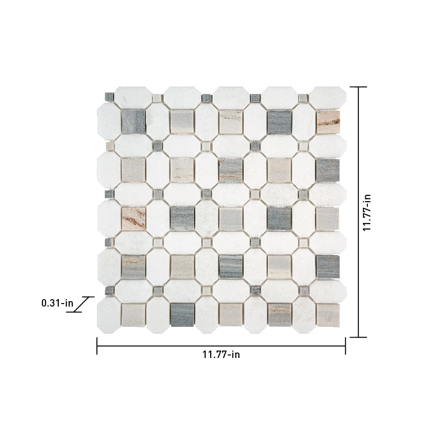 Satori Palissandro Thassos 12-in x 12-in Polished Natural Stone Look Mosaic Floor and Wall Tile (0.95-sq. ft/ Piece)