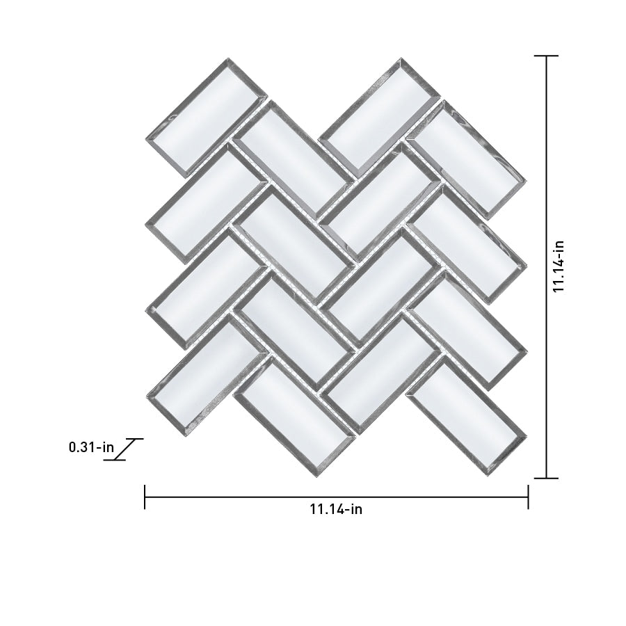 Satori Skylight 11-in x 11-in Mirrored Glass Patterned Mosaic Wall Tile (0.85-sq. ft/ Piece)