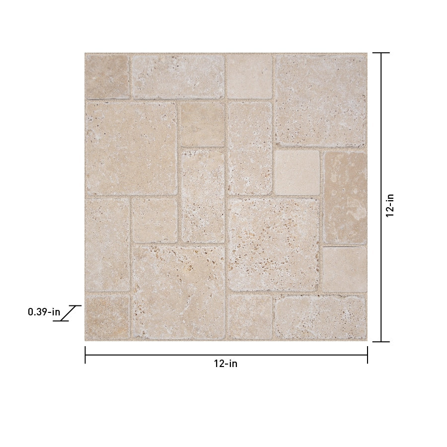 Satori Ivory 12-in x 12-in Honed Natural Stone Travertine Mosaic Floor and Wall Tile (1-sq ft Piece)