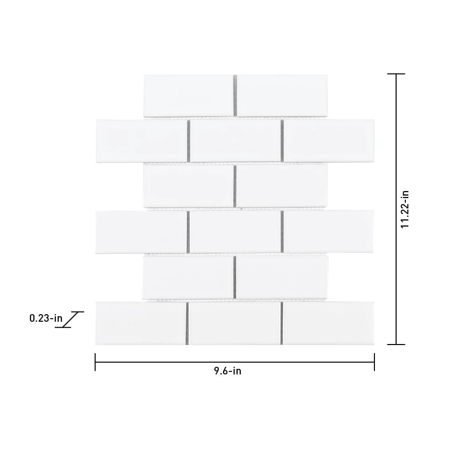 Satori Hudson Brilliant White 12-in x 12-in Glossy Porcelain Subway Mosaic Wall Tile (0.74-sq. ft/ Piece)