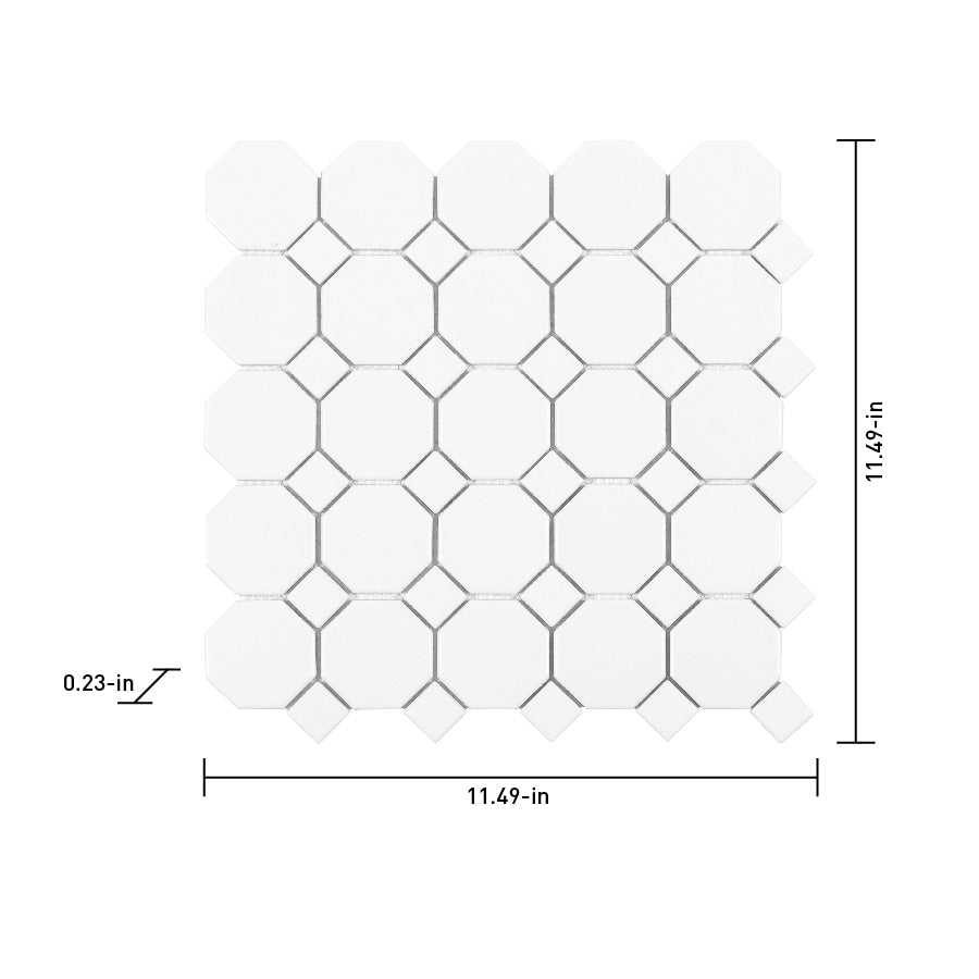 Satori Hudson Brilliant White Bistro 12-in x 12-in Matte Porcelain Hexagon Wall Tile (0.91-sq ft per Piece)