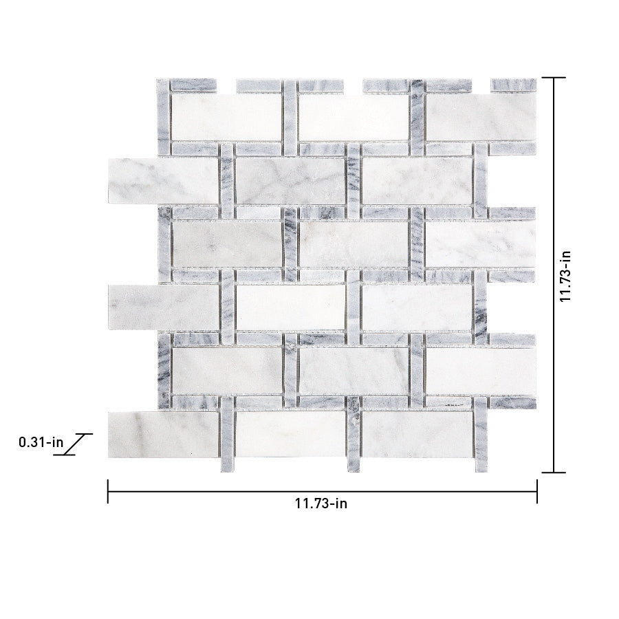Satori Carrara Grigio 12-in x 12-in Polished Natural Stone Subway Mosaic Wall Tile (0.95-sq. ft/ Piece)