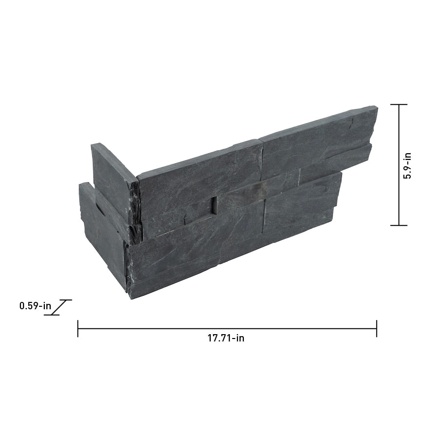 Satori Charcoal Ledgestone 6-in x 18-in Natural Stone Look Wall Tile (4.32-sq. ft/ Carton)