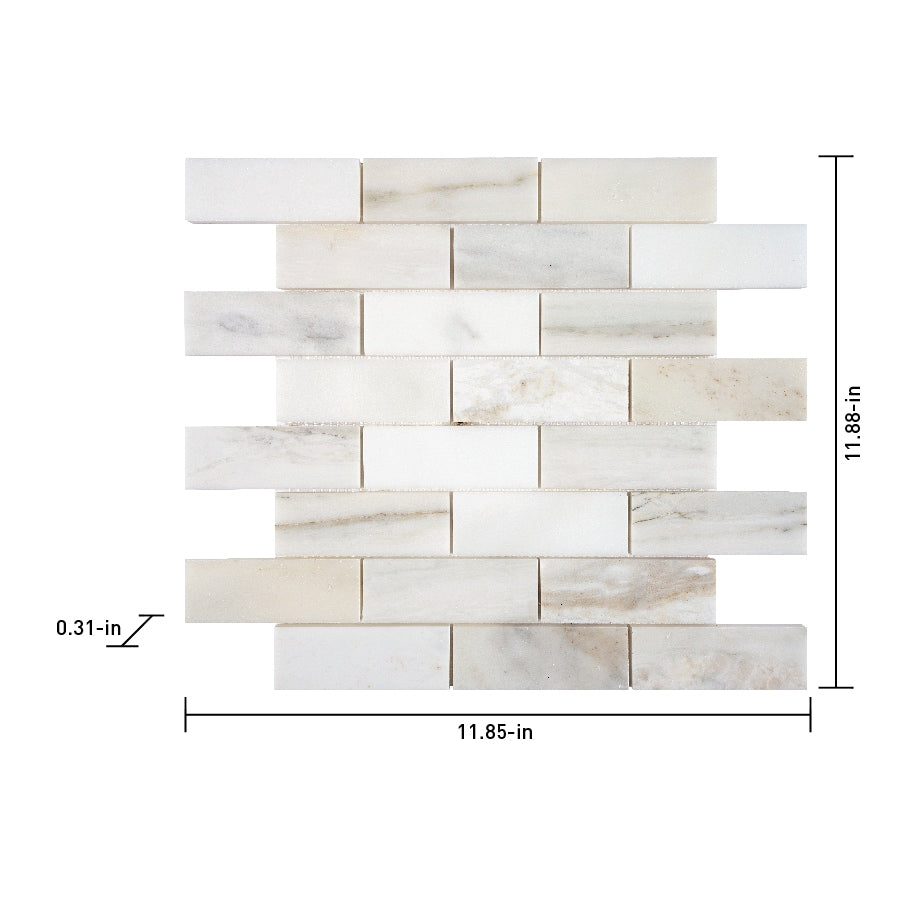 Satori Bianco Perla 12-in x 12-in Polished Natural Stone Look Mosaic Floor and Wall Tile (0.98-sq. ft/ Piece)