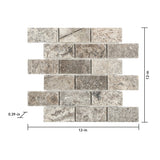 Satori Silver Crescent 12-in x 12-in Tumbled Natural Stone Travertine Brick Subway Wall Tile