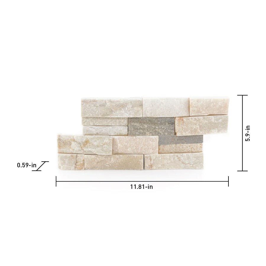 Satori Desert Quartz Ledgestone 6-in x 12-in Natural Stone Quartz Wall Tile, 0.48-sq ft per Piece