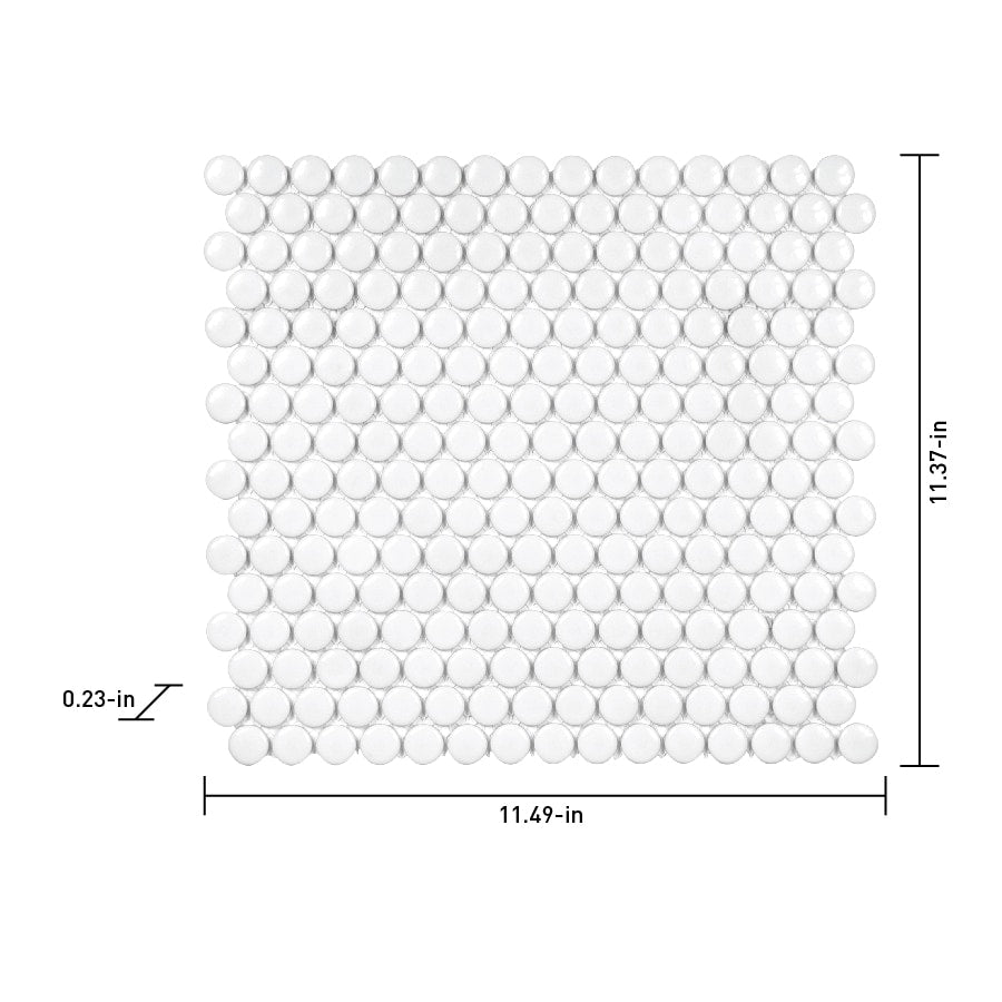 Satori Hudson Brilliant White 12-in x 12-in Glossy Porcelain Mosaic Wall Tile (0.9-sq. ft/ Piece)